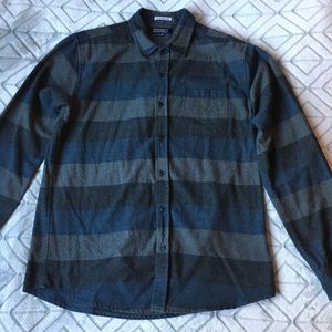 Ezekiel Long Sleeve Woven Blue Grey Stripe Shirt